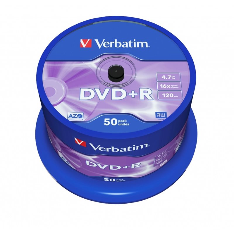 Verbatim DVD+R 4,7GB/120min, 16x, spindle, 50kpl