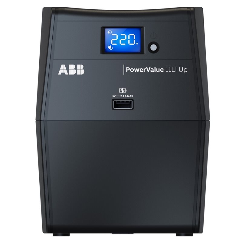 ABB 800VA/480W PowerValue 11LI Up -UPS-laite, 2x Schuko, musta