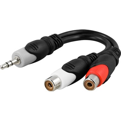 Deltaco 3,5mm uros -> 2x RCA naaras -adapterikaapeli,