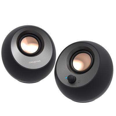 Creative (Outlet) Pebble v3, 2.0 -kanavaiset pöytäkaiuttimet, USB-C-virransyötöllä, Bluetooth 5.0, musta