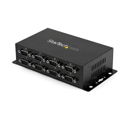 StarTech.com 8-porttinen USB -> DB-9 RS-232 Serial Adapter Hub - Teollinen DIN Rail ja seinäkiinnitettävä, musta