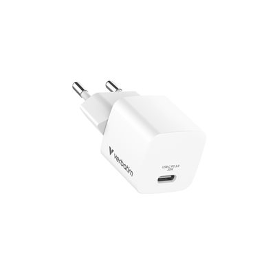 Verbatim 20W Mini GaN-verkkovirtalaturi, USB-C, valkoinen