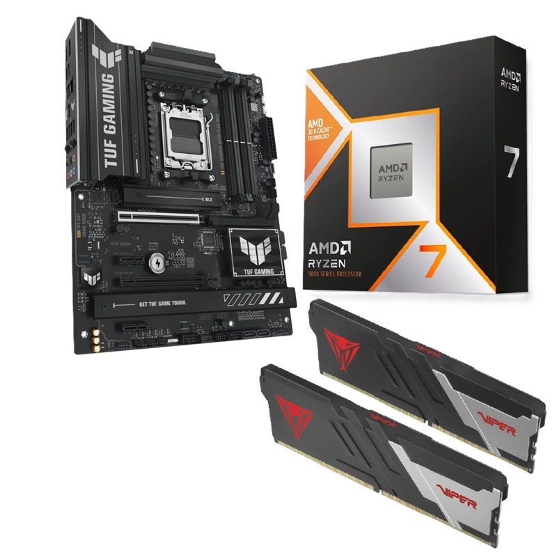 Asus TUF GAMING B850-PLUS WIFI + 9800X3D + 32GB DDR5 6000MHz -tuotepaketti