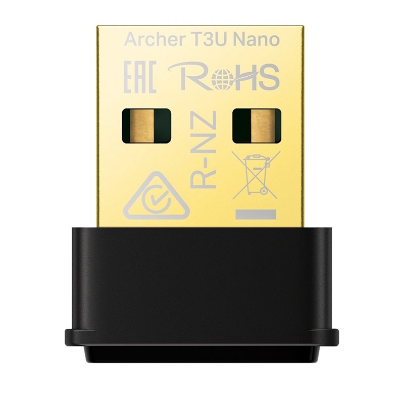 TP-Link Archer T3U Nano, Dual Band AC1300 Wi‑Fi 5 -USB-sovitin, musta