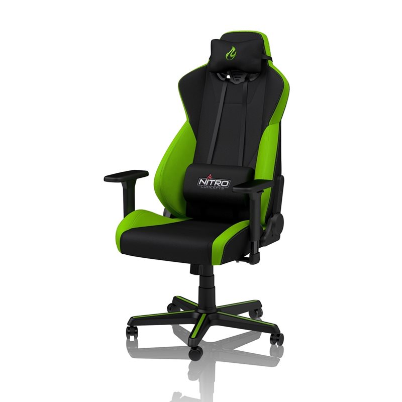 Nitro Concepts S300 Gaming Chair - Atomic Green, kangasverhoiltu pelituoli, musta/vihreä