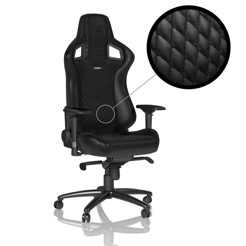 noblechairs EPIC Gaming Chair - Real Leather, nahkaverhoiltu pelituoli, musta (Tarjous! Norm. 599,90€)