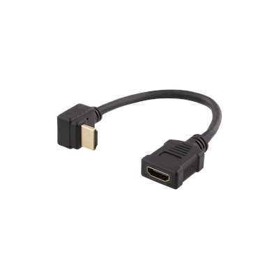 Deltaco HDMI-sovitin, uros -> naaras, 0,2m, musta