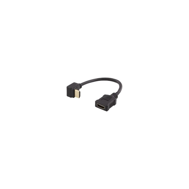 Deltaco HDMI-sovitin, uros -> naaras, 0,2m, musta