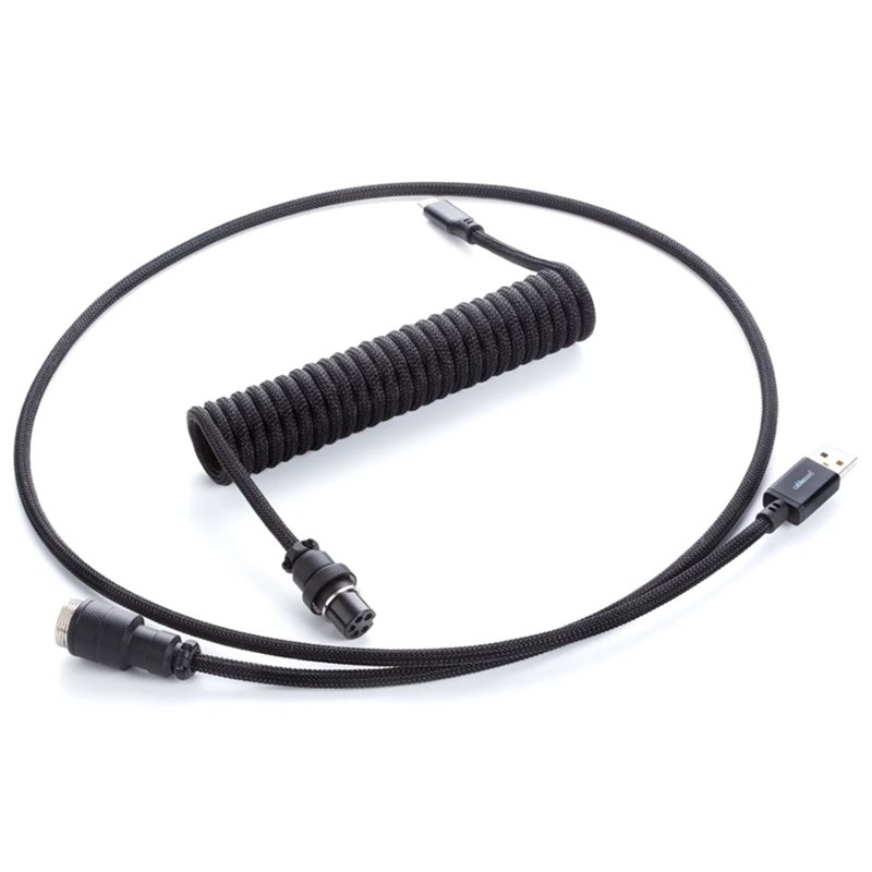 CableMod Pro Coiled Keyboard Cable, USB A -> USB Type C, 150cm, Midnight Black
