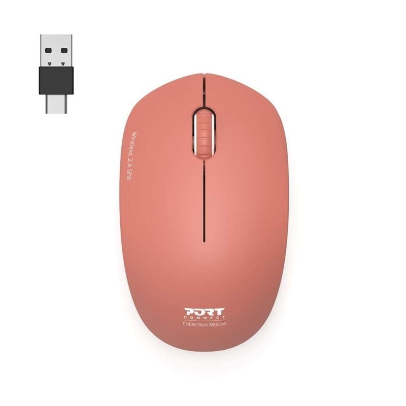 Port Designs Wireless Collection Mouse, USB-A+C, Terracotta