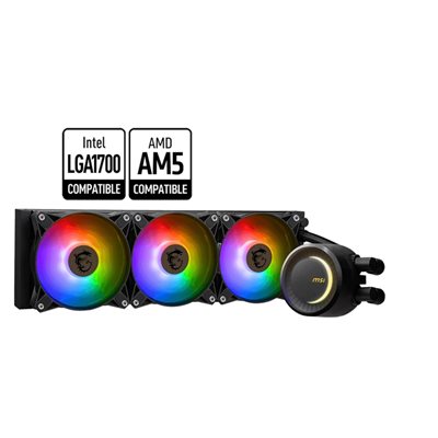 MSI MAG CORELIQUID E360, 360mm AIO-nestejäähdytysratkaisu prosessorille, musta