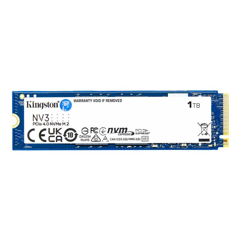 Kingston 1TB NV3 PCIe 4.0 NVMe SSD-levy, M.2 2280, 6000/4000 MB/s