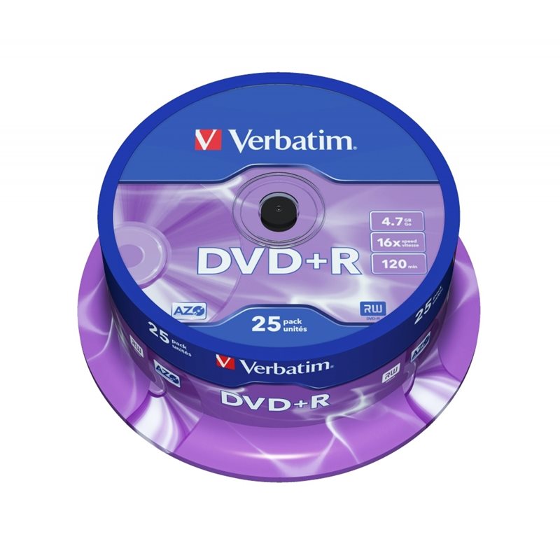 Verbatim DVD+R 4,7GB/120min, 16x, spindle, 25kpl