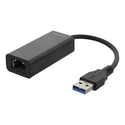 Deltaco Gigabit Ethernet -verkkoadapteri, USB-A, musta