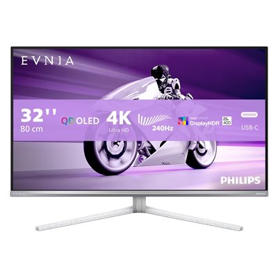 Philips 31,5" Evnia 8000 32M2N8900, 240Hz 4K UHD OLED -pelimonitori, valkoinen