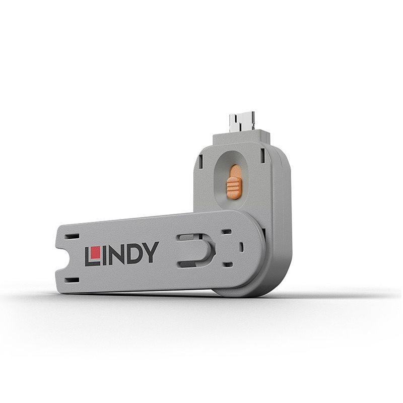 Lindy USB-A Port Blocker, vain avain, oranssi/harmaa