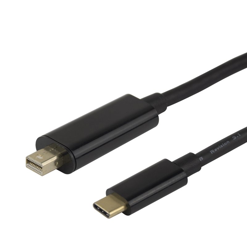 Deltaco USB-C -> Mini DisplayPort -näyttökaapeli, 1m, musta