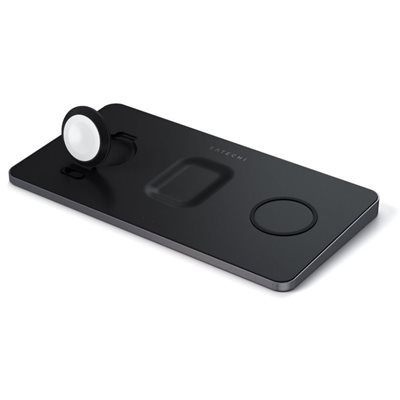 Satechi 24W Trio Wireless Charging Pad, langaton latausalusta, musta