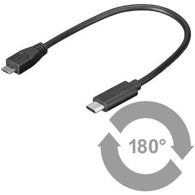 MicroConnect 2.0 USB-C - Micro-USB -kaapeli, 0,2m, musta