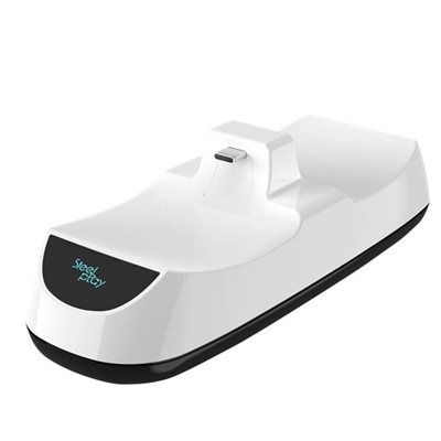 Steelplay Dual Charge -lataustelakka, valkoinen/musta (PS5)