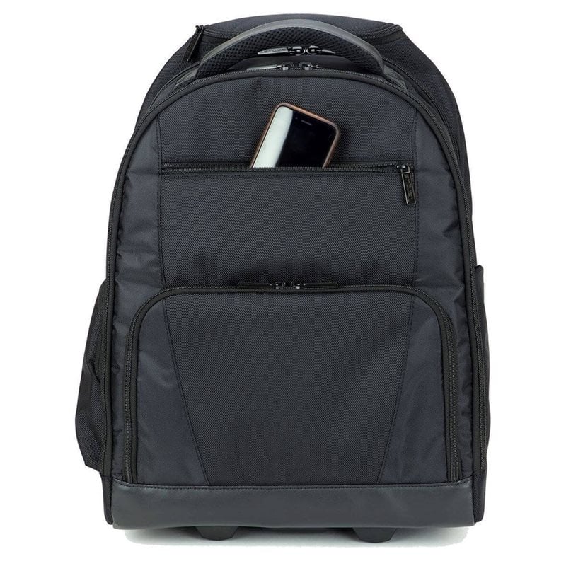 Targus 15-15.6" Sport Rolling Laptop Backpack, kannettavan tietokoneen vedettävä reppu, musta