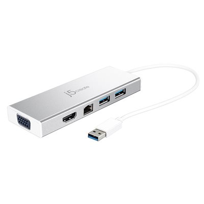 j5create 3.2 Gen1 5-in-1 USB-A -minitelakka, hopea