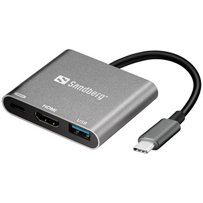 Sandberg USB-C Mini Dock HDMI + USB-A, harmaa