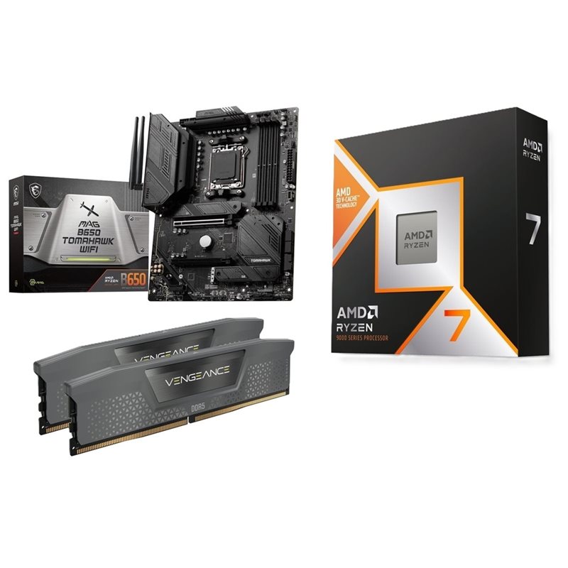 MSI MAG B650 TOMAHAWK WIFI + Ryzen 7 9800X3D + 32GB DDR5 6000MHz -tuotepaketti