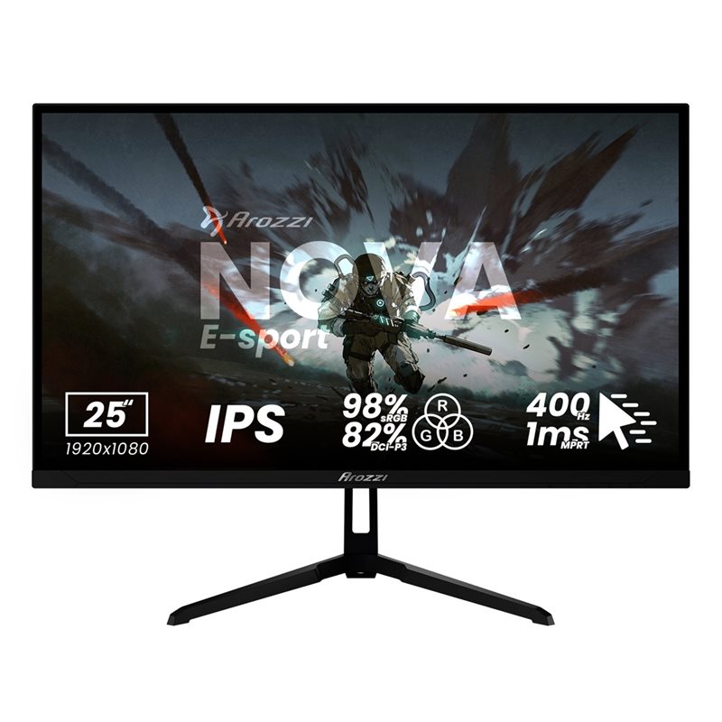 Arozzi 25" Nova IPS, 400Hz Full HD -pelimonitori, musta