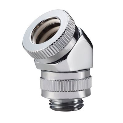 Phanteks 12mm Hard Tube Rotary Fitting 45° -adapteriliitin, 45° kulma, G1/4, kromi