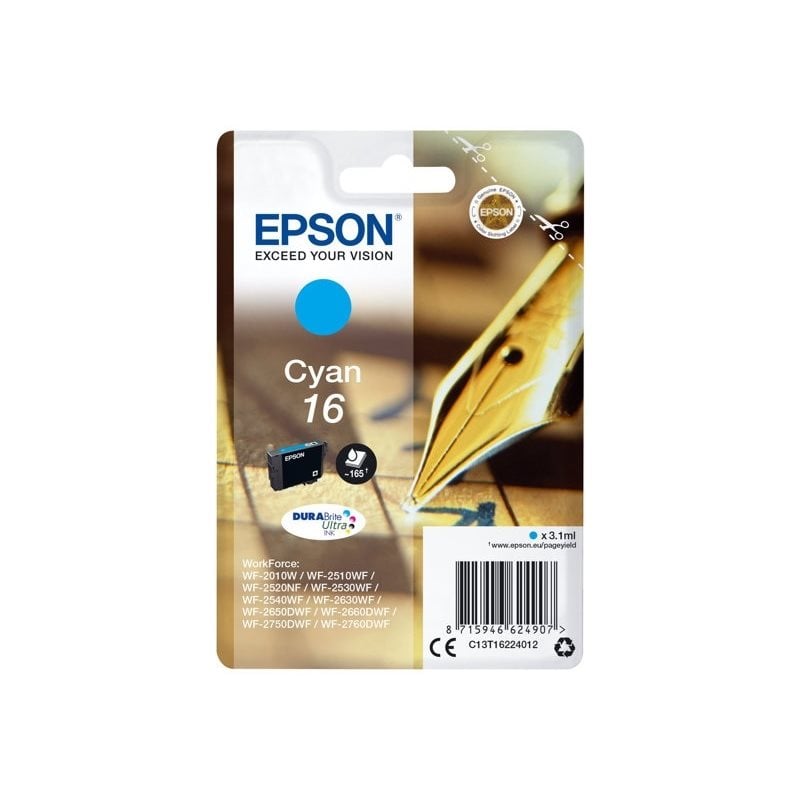 Epson 16 DURABrite Ultra Pen + Crossword -väriainekasetti, syaani (SEC)