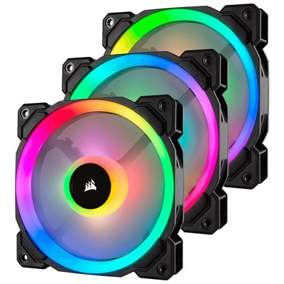 Corsair LL120 RGB 120mm Dual Light Loop RGB LED PWM, 3 kpl, musta/kirkas