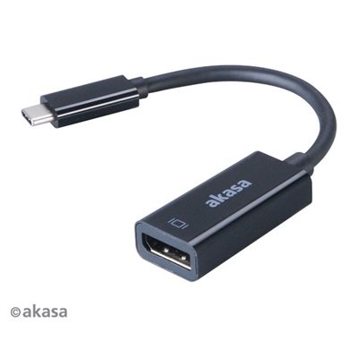 Akasa USB-C -> DisplayPort -adapteri, 15cm, musta