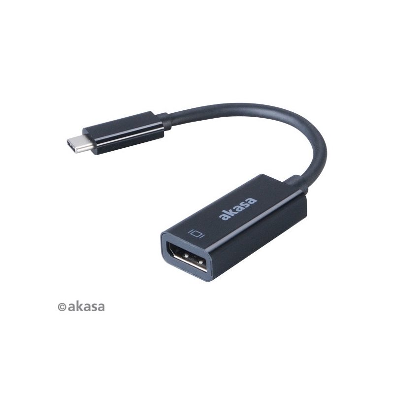 Akasa USB-C -> DisplayPort -adapteri, 15cm, musta