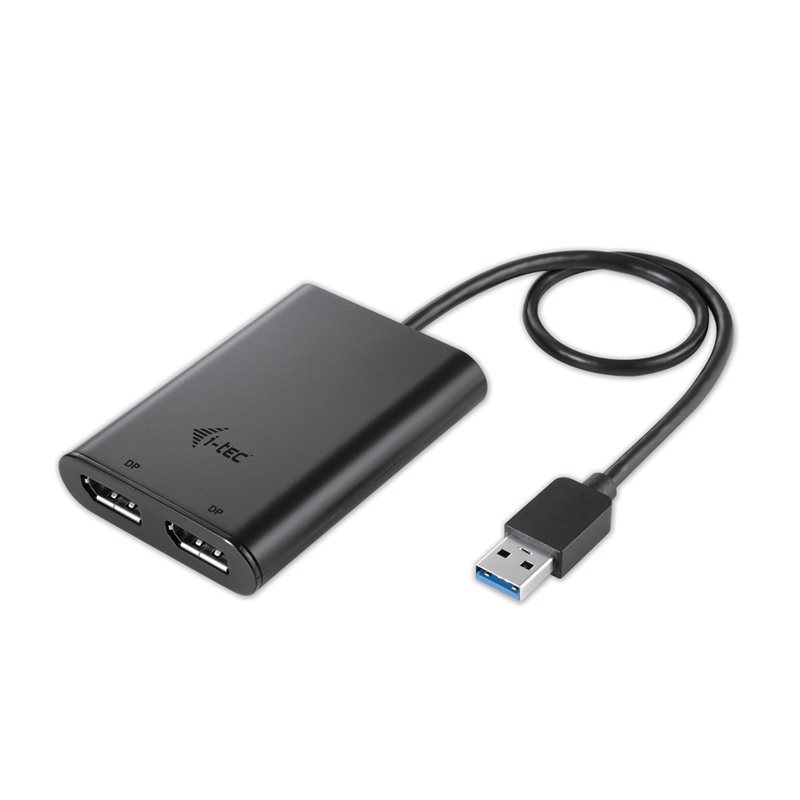 i-tec USB 3.0 / USB-C Dual 4K DisplayPort -videoadapteri, musta