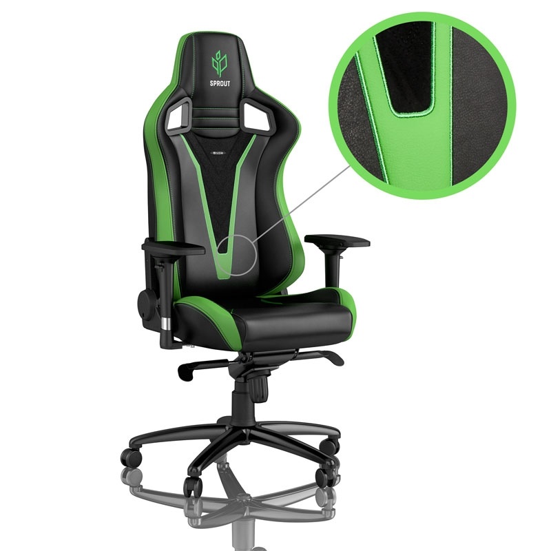noblechairs EPIC Gaming Chair - Sprout Edition, keinonahkaverhoiltu pelituoli, musta/vihreä