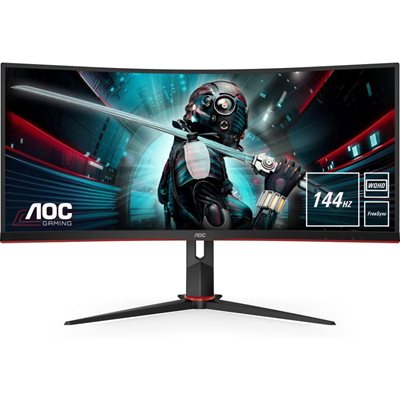AOC 34" CU34G2X, kaareva 144Hz WQHD-pelimonitori, musta/punainen