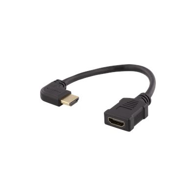 Deltaco HDMI-sovitin, uros -> naaras, 0,2m, musta