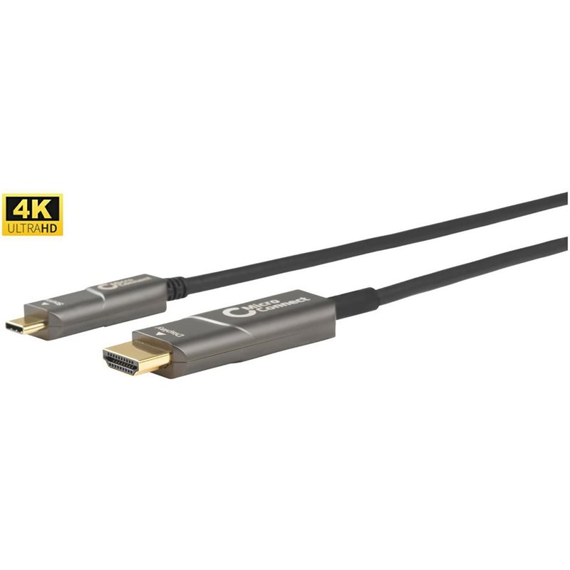 MicroConnect USB-C - 2.0 HDMI -näyttökaapeli, aktiivinen, optinen, 15m, musta