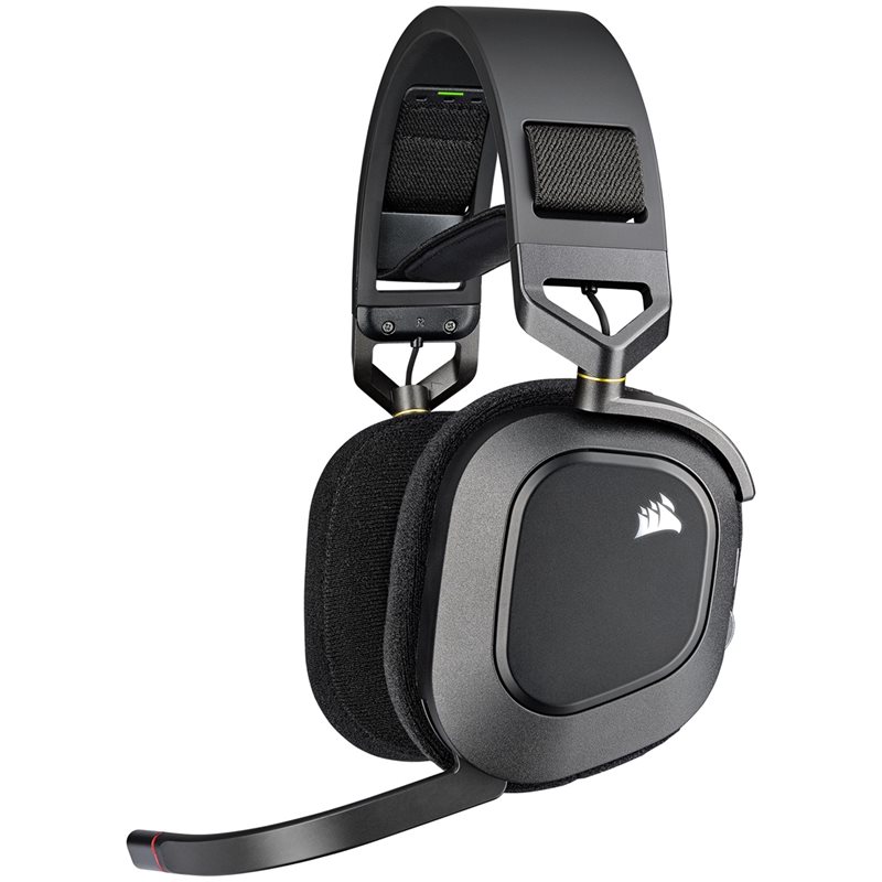 Corsair (Outlet) HS80 RGB Wireless, langattomat pelikuulokkeet mikrofonilla, hiilikuitu/musta