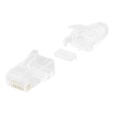 Deltaco UTP Cat6a suojaamaton laitekaapelin RJ-45-liitin, 28AWG, läpinäkyvä, 20kpl