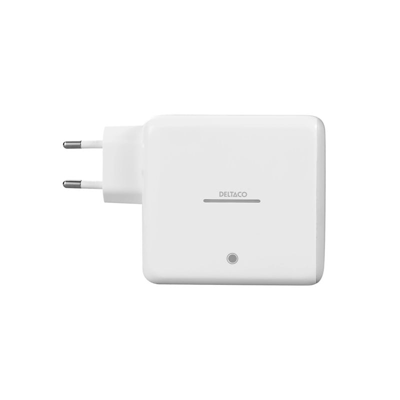 Deltaco 60W GaN-verkkovirtalaturi/varavirtalähde 9600mAh, 2x USB-C PD, valkoinen