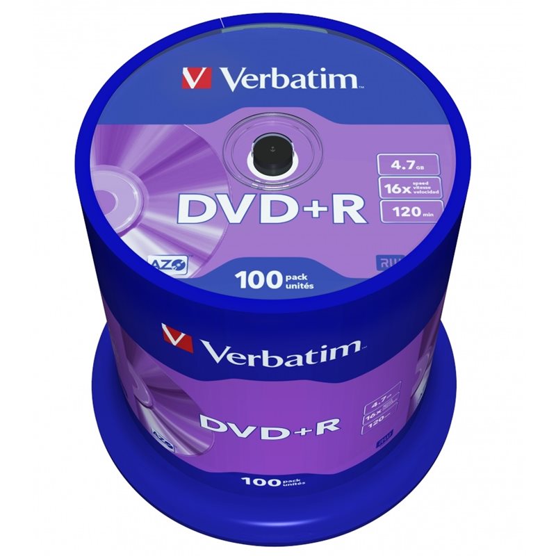 Verbatim DVD+R 4,7GB/120min, 16x, spindle, 100kpl