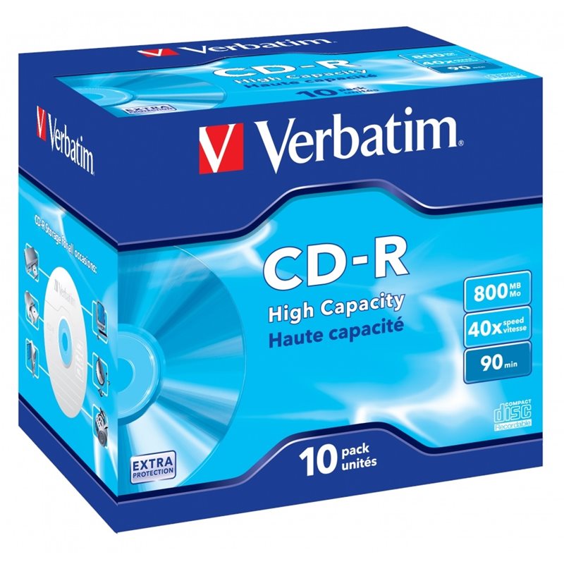 Verbatim CD-R 800MB/90min, 40x, jewel case, 10kpl