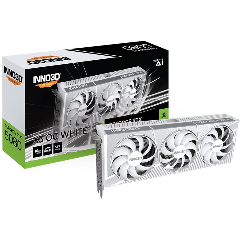 INNO3D GeForce RTX 5080 X3 OC WHITE -näytönohjain, 16GB GDDR7