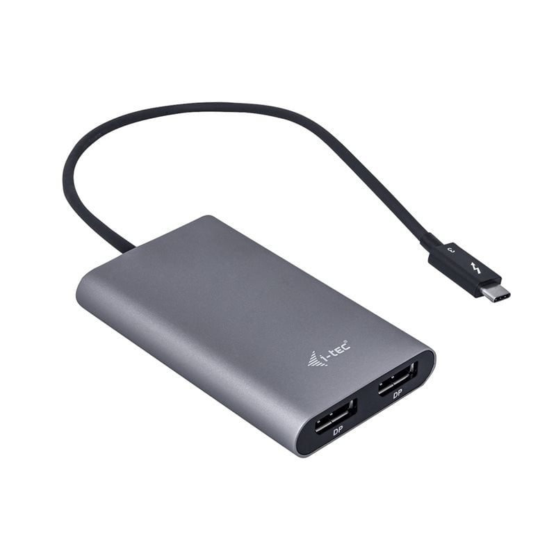 i-tec Thunderbolt 3 Dual DisplayPort -videoadapteri, harmaa/musta