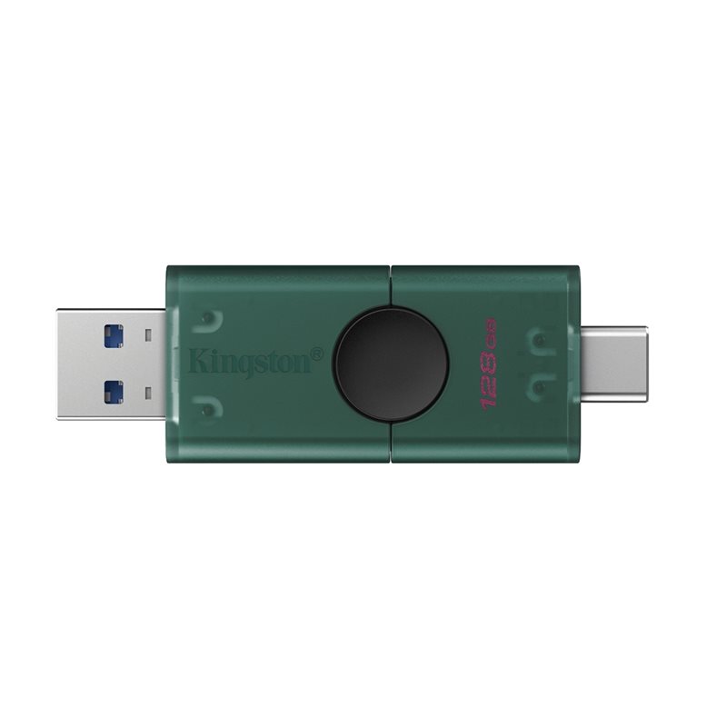 Kingston 128GB DataTraveler Duo, 3.2 Gen1 USB-A+C -muistitikku, vihreä/musta