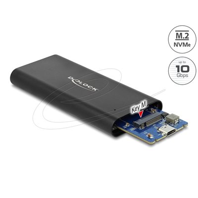 DeLock Ulkoinen kotelo M.2 NVMe PCIe SSD-levylle, 3.2 Gen2 USB-C, musta
