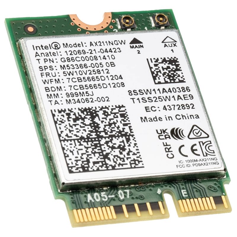 Intel AX211, Tri Band AX5400 Wi‑Fi 6E -M.2-moduuli, Bluetooth, M.2 2230 (CNVio2), ei vPro