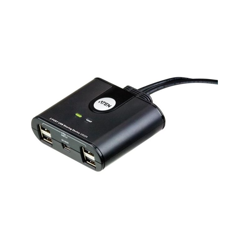 Aten US224 manuaalinen USB 2.0-kytkin, 2 tietok. 4 laitteelle, 1,8m, musta